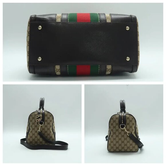 GUCCI Boston Brown Cloth Satchel 818-040225 - Picture 3 of 12